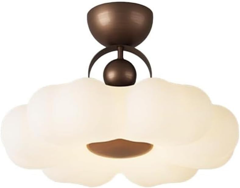 Modern Creative Flower LED Ceiling Light, Irregular Flush MountWhite Coffee Iron PE Shade Ceiling Lamp Fixture for Bedroom Hallway