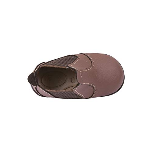 Botina Infantil Bebê Menino Elástico Marrom