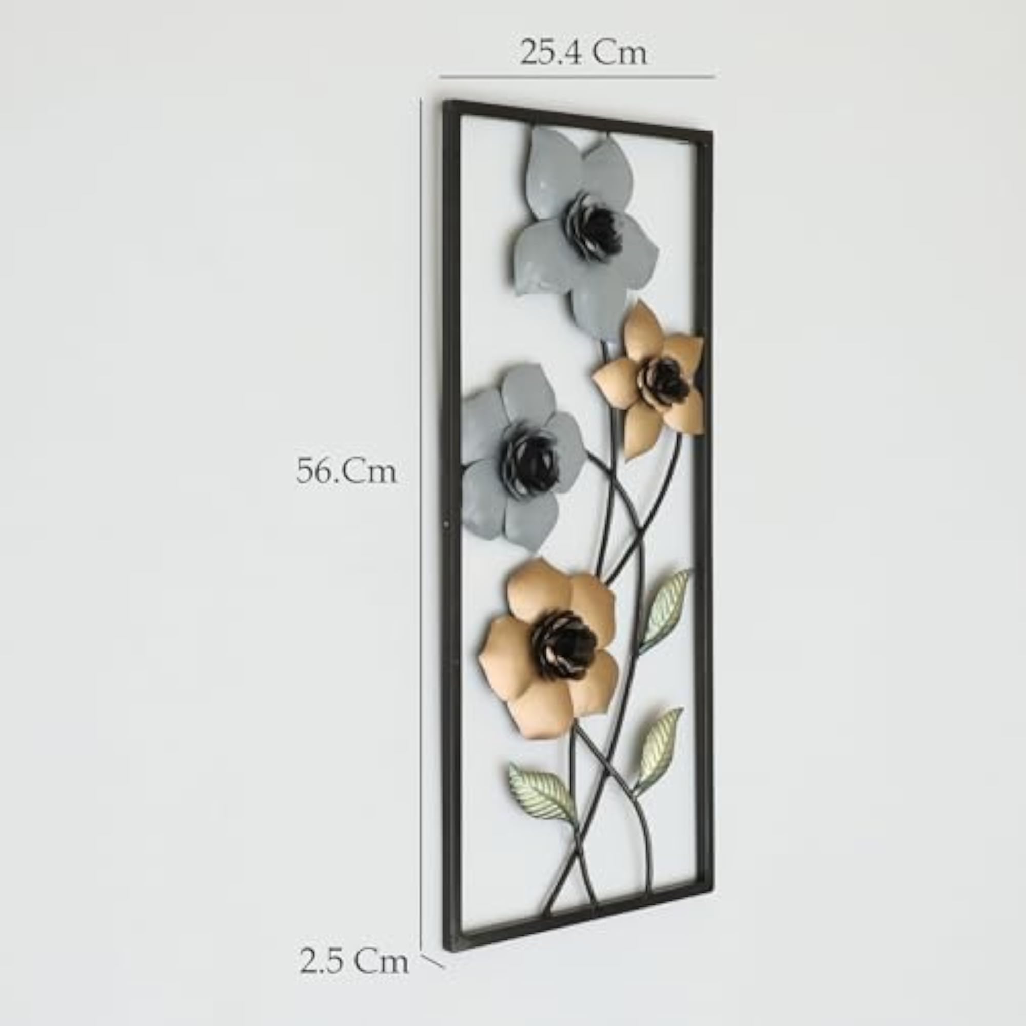 Multicolor Metal Rectangular Madhav Flower Wall Frame