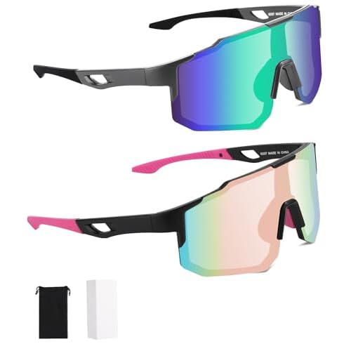 FAOKZE 2 gafas polarizadas para bicicleta, resistentes al viento, para hombre y mujer, protección UV400, para ciclismo, motociclismo, correr, esquí, béisbol, montañismo, pesca, etc.