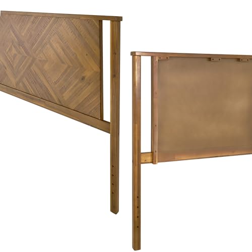 Image of Bme Ethan King Wood Headboard Only - Rustic & Scandinavian Style Without Bed Frame - Acacia Wood - Easy Assembly - Rustic Brown