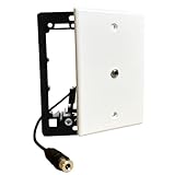 DIYTECH 3.5mm Wall Plate for Audio – AUX Jack Panel for Headphones, Stereo, and Speakers – Single Gang Faceplate Includes Mounting Bracket – White Wall Mount