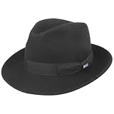 Lipodo Basic Bogart Filzhut Fedora Made in Italy Damen und Herren Sommer Winter schwarz XL (60 61 cm)