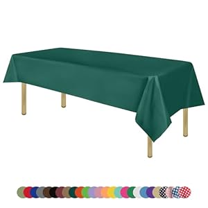 ZIMPLEWARE Premium Dark Green Plastic Table Cloth Disposable (12 Pk) Plastic Tablecloths for Rectangle Tables (54in x 108in) Party Table Cloths Disposable for 6ft to 8ft Rectangle Tables
