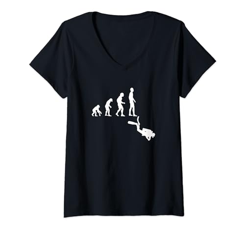 Womens Diving Evolution Diver Development Funny V-Neck T-Shirt