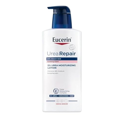 Eucerin UreaRepair PLUS Lotion 5{d40a2ded1853f228674599c8140d6e448b551a91cbba13f27a30d3ae709ce459} mit beruhigendem Duft – 48h intensive Pflege für trockene bis sehr trockene Haut, 400 ml Creme