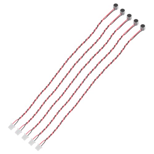 Image of Rebower Electret Condenser Microphone Cartridge, 6mmx5mm Mini MIC Microphone Pickup 5Pcs | with 200mm Wire Leads & 1.25mm Terminal Connector for Audio Receiver Intercom- 38dB
