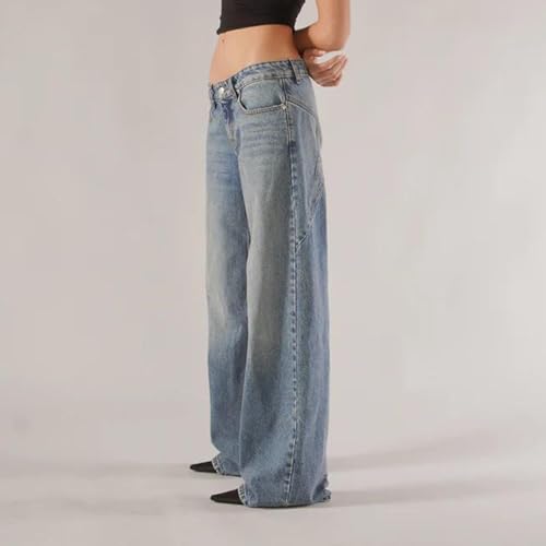 Women Y2k Low Rise Denim Pants Loose Fit Boyfriend Wide Leg Baggy Jeans with Pockets Vintage Casual Streetwear4