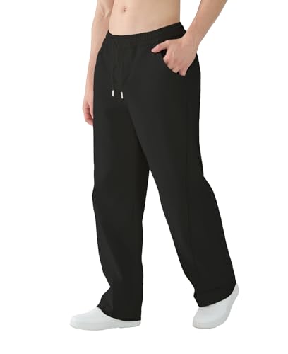 Susclude Mens Baggy Pants Wide Leg Summer Casual Pants Y2k Lightweight Elastic Waist Drawstring 2025 Trendy Pants