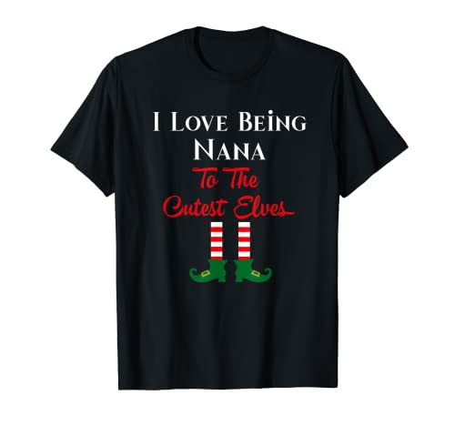 Me encanta ser nana a los elfos más lindos Navidad divertida Camiseta