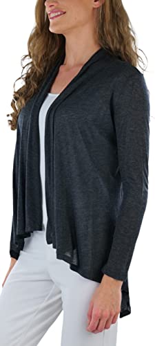 Image of ToBeInStyle Womens Open Front Long Sleeve Lightweight Asymmetrical Draped Cardigan with Side Pockets