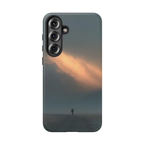 Coque Samsung S25 Plus rigide mate Misty Mountain Glow Bleu