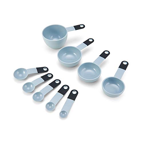 KitchenAid Classic Measuring Cups And Spoons Set, Set of 9, Misty Blue/Black