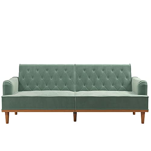 Mr. Kate Stella Vintage Convertible Sofa Bed Futon, Teal Velvet #TOP6