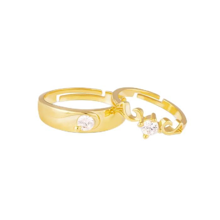 GIVA Unisex Adult 925 Silver Golden Glowing in Love Couple Rings,...