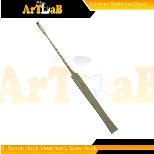 2 Count - 20cm (8in) Snook Hook for Spaying Small Animals - Veterinary Ovary Removal Tool - Flat Handle & Smooth Finish - Autoclave Safe German Stainless Steel