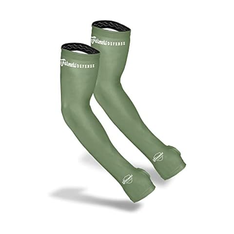 FARMER'S DEFENSE Sleeves | UV Cooling Sleeves for Sun Protection | Premium Anti-Scratch Arm Guard Sleeve for Skin - for Gardening Harvesting Sports Outdoors | Unisex | Forest Green - L/XL Cover