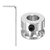 PATIKIL 8mm Fixed Bore 16mm OD Single Groove Pulley, Aluminum Alloy Mechanical V-Belt Pulley with Hex Wrench for Motor Shaft Drilling Machine 4mm PU Round Belt, Silver