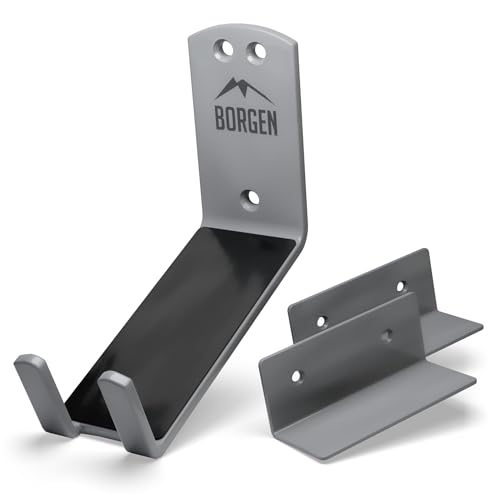 Borgen Bike Wall Mount Pedal Hook for E-Bikes MTB & Road - Bicycle Wall Mount with Support Brackets and Wall Protection Pads Suitable as Bike Rack Garage Bike Storage Shed and Bicycle Storage Indoor