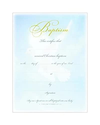 Warner Press Baptism Certificates - Dove & Blue Premium Stock - Gold Foil Embossed - Pack of 6 with envelopes