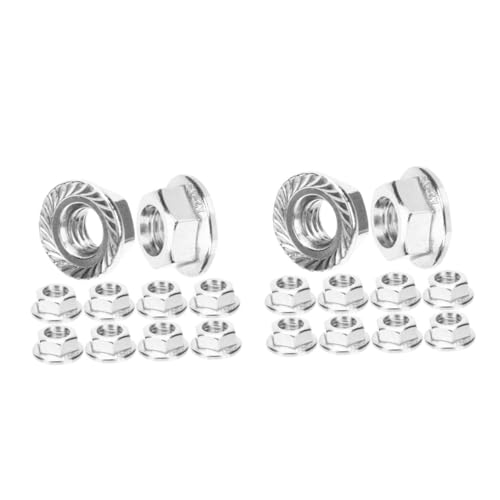 Cabilock 2sets Stainless Steel Flange Nut Self Locking Serrated Design Fastening for Machinery Automotive Electric Appliances 10pcs*2