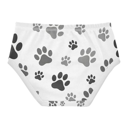 Dog Paw Prints White Kids Underwear, Toddler Briefs, Girls Cotton Underwear, 2–8 Years2