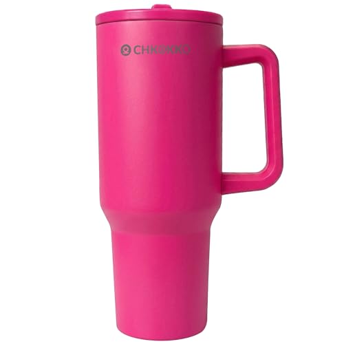 Image of CHKOKKO Stainless Steel Tumbler with Straw & Side Handle 1200ML Leak-Proof Travel Mug | Hot and Cold Double Insulated 1.2L Premium Water Bottle for Travel Gym & Office Use