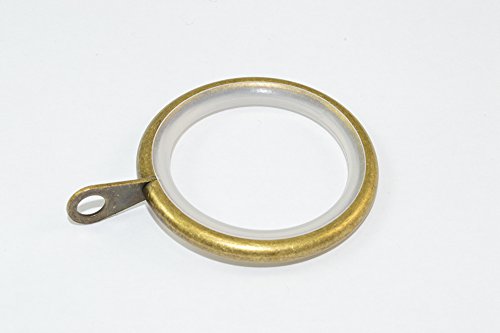 6 x Curtain Silent Rod Rings Fixed Eye Antique Brass ID 35mm OD 42mm