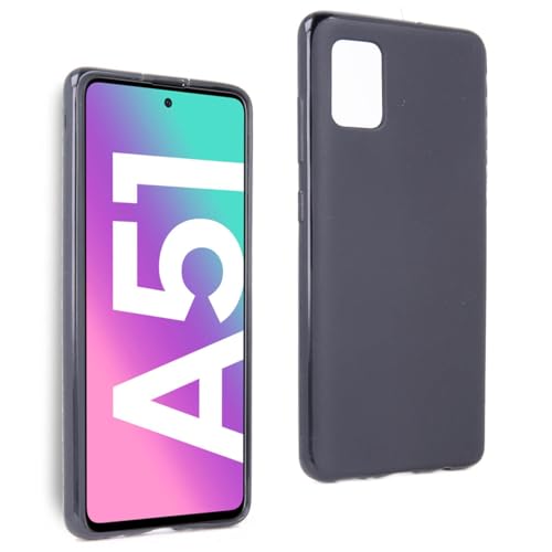 REY Cover in Gel TPU Nera per Samsung Galaxy A51 4G, Ultra Sottile 0,33 mm, Morbido Flessibile, Custodia Silicone