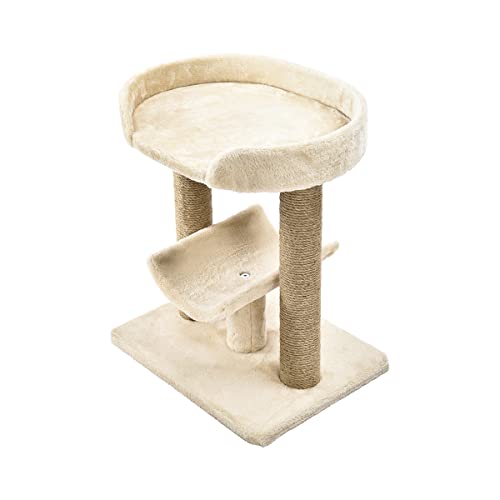 Image of Amazon Basics Multi-Platform Cat Tree with Scratching Post for Indoor Cats up to 25lbs, 18 x 14 x 22 Inches, Beige