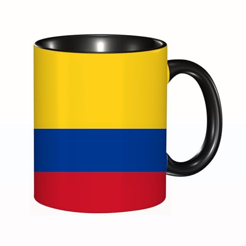 HRRASFAZF Tasse à Café | Tasse Céramique Fine | Cadeau Original | 330ml | Mug avec Anse | Cadeau Original pour Homme et Femme | Image vectorielle et icône du drapeau de la Colombie