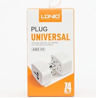 محول قابس عالمي Z4 ABS VO مع دبوس المملكة المتحدة/الاتحاد الأوروبي/الولايات المتحدة/أستراليا ومقبسين عالميين