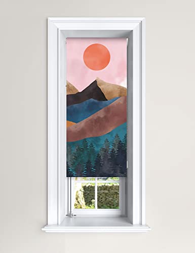 Lister Cartwright Tapestry Mountain Art Blackout Roller Blind Painted View Windows Blinds Child Safety Decor Painted Easy Fit Cut To Size (60 cm Width x 140 cm Drop)