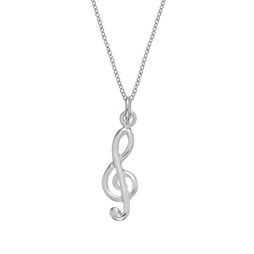 Pendentif Clé de Sol Argent 925 et Collier Note de Musique Femme 45cm