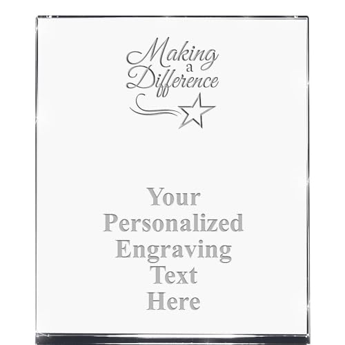 Crown Awards Personalized Crystal Trophy, 6" Engraved Making A Difference Goodview Wedge Crystal Award