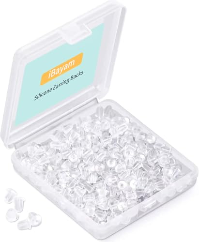 iBayam Silicone Earring Backs Earring Backings 1200 Pcs Soft Clear Ear Safety Back Pads Backstops Clutch Stopper Replacement for Fish Hook Earring Studs Hoops, Diameter 4mm