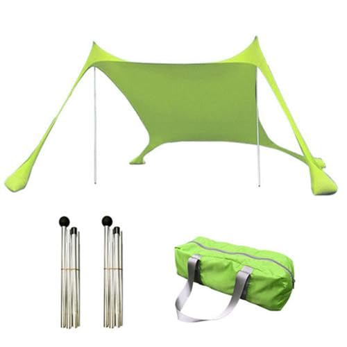 Beach Tent Sun Shelter for 1-3 People, UPF50+ Beach Shelter Canopy, Portable Beach Sun Shade Canopy with Sand Anchors, Stability Poles and Storage Bag, Family Shelter for Beach Camping Fishing Outdoor