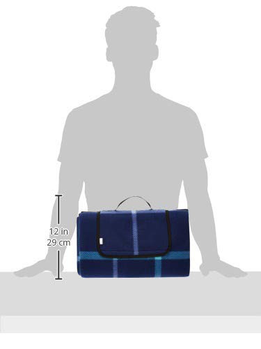 Amazon Basics Reisezubehör- Reisedecke mit wasserdichter Unterseite, 150 x 195 cm, Dunkelblaues Plaid