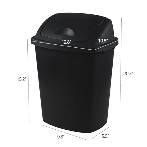 Caneca de basura rectangular negra con tapa basculante 7 galones x4 miniatura 2
