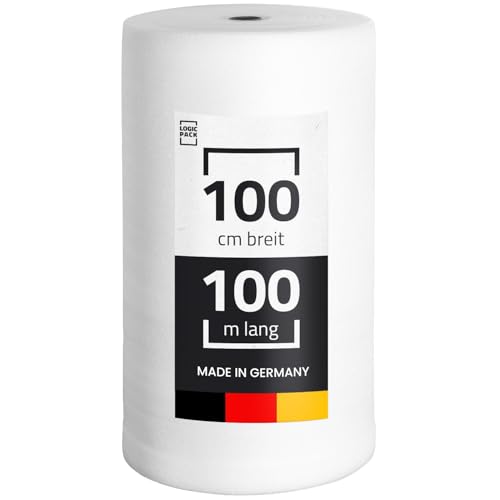 LOGIC PACK Trittschalldämmung aus PE-Schaumfolie 3mm 100 m² Rolle Dämmunterlage Laminatuterlage und Parkettunterlage Fußboden leicht zu schneiden - 1 m x 100 m 1 Rolle