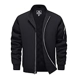 [KEFITEVD] ジャケット メンズ 冬 防寒 黒 中綿ジャケット 大きいサイズ 撥水 保温 アウター 作業服 スタジャン バイク 無地 ジャンパー 登山 アウトドア ブラック XL