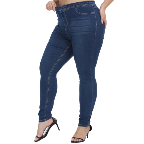LICTZNEE Jeggings for Women High Waist, Stretchy Jeans Slim Fit Leg Pull on Jean with Pockets, Soft Breathable Cotton Blend