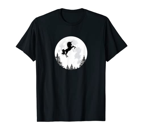 Unicornio volador sobre la luna para niñas y mujeres Camiseta