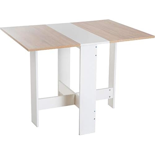 homcom Tavolo da Pranzo Design Moderno Pieghevole Legno 103×76×73.5cm Rovere Bianco