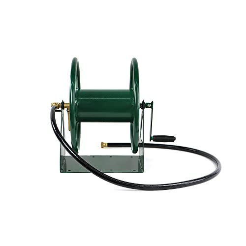 Amazon Basics Wall/Floor Mount Garden Hose Reel With 5-Ft. Leader Hose, Holds Up To 200-Feet, Green #TOP1