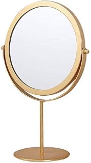 SZETOSY Tabletop Mirrors - GOODCHANCEUK Metal Rotation Mirrors Dressing Free Standing Adjustable Mirror -19cm Round, Golden