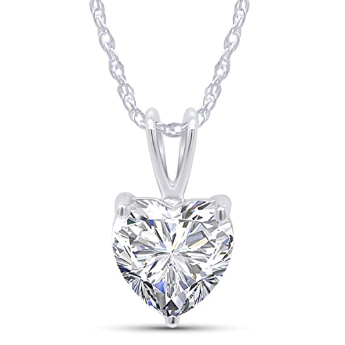 SAVEARTH DIAMONDS Moissanite Necklace for Women, 1ct / 6.7 x 6.7mm Heart Shaped Moissanite Diamond D-E Color, 925 Sterling Silver with 14K Gold Plating, Jewelry Box Packed
