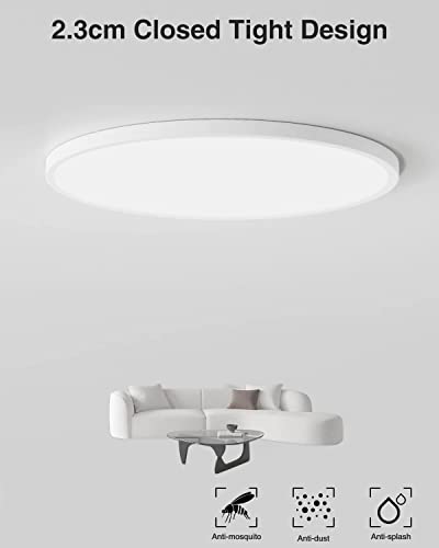 slochi Bathroom Lights,24W 2050LM Round Ceiling Lights,150W Equivalent,6500K,Ultra-Thin,Small,IP54 Waterproof Modern LED Flush Mount Ceiling Lamp for Bedroom,Kitchen,Toilet,Porch,Utility RoomØ22CM - Cosy Home Interiors slochi Bathroom Lights,24W 2050LM Round Ceiling Lights,150W Equivalent,6500K,Ultra-Thin,Small,IP54 Waterproof Modern LED Flush Mount Ceiling Lamp for Bedroom,Kitchen,Toilet,Porch,Utility RoomØ22CM - Image 2