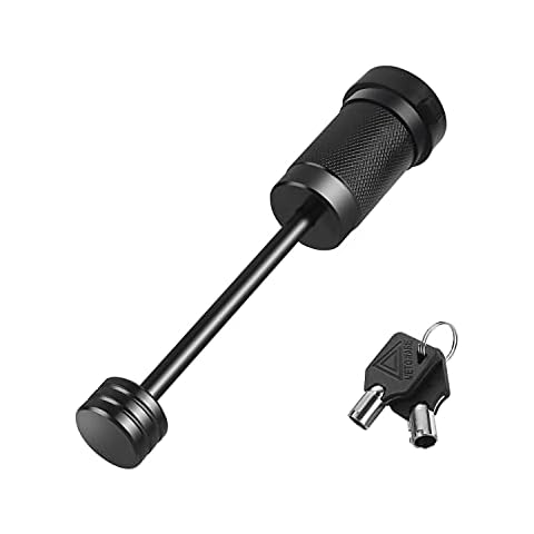 METOWARE Trailer Tongue Coupler Lock 1/4" Dia, 3-1/2" Span, Trailer Hitch Lock for Latch-Type Coupler, Black Trailer Pin Lock for Towing Trailer RV Car Boat Truck (1 Pack) Cover