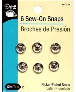 Dritz Sew-On Snaps - Nickel - Size 2-6 Ct.